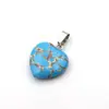 Pingente de amor em pedra natural transfronteiriço 20mm pingente de coração cor de cristal pingente de coração de pêssego acessórios de joias para colar