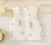 Chaleco acolchado de algodón puro para bebé, estilo primavera y otoño, chaleco con estampado de dibujos animados para niños y niñas, prenda superior gruesa y cálida