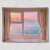 Tela de Fondo para Ventana con Vista al Mar Estilo ins Fresca Habitación Dormitorio Mesita de Noche Dormitorio Vivienda de Alquiler Renovación Casa de Huéspedes Decorativa Tela de Pared Tapiz
