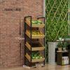 Estante Exhibidor de Frutas de Supermercado Estante Multifuncional Estante para Verduras y Frutas Acero-Madera Tienda de Conveniencia de Madera de Uso Comercial