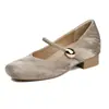 Versão Pele de Ovelha ~ Sapatos Rasteirinhas Francesas para Mulheres, Bico Quadrado Novo Boca Baixa, Lindos Sapatos de Noite Super Macios, Sapatos Mary Jane Retrô