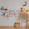 Br4033E "Que Tus Sueños Se Hagan Realidad" Bicicleta Infantil Globo Graffiti Pegatina de Pared Autoadhesiva Pegatina de Decoración para el Hogar