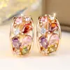 Pendientes de Diamante de Color Gota de Agua de Estilo Europeo y Americano Más Vendidos Transfronterizos Pendientes Dorados Huecos de Doble Capa de Lujo Ligero