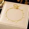 Pulsera de joyería de moda dorada ins para combinar con todo, pulsera de acero de titanio simple de lujo ligero, trébol de cuatro hojas para mujer, transfronteriza