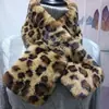 Cachecol de Pele Plush com Estampa de Leopardo e Bolinhas Onduladas Novo Estilo Coreano Feminino Inverno Quente Moda Cachecol Cruzado de Pelo de Coelho Rex