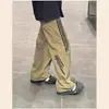 Calça Masculina de Seda de Gelo com Três Barras Verão 2024 Nova Fina Secagem Rápida Respirável Tendência Marca Solta Reta Casual