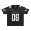 Jia Yi Ku 2026 Nova Camiseta de Jersey Estilo Americano Esportes de Rua Camiseta de Casal Manga Curta Bordado em Aplique Vazado Meia Manga