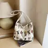 Bolsa de Lona Transfronteriza para Niñas, Patrón Floral Bordado, Bolso de Hombro Fresco y Elegante, Bolso Cruzado Ligero y de Moda de Alto Valor