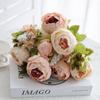 Flor Artificial Estilo Europeu 13 Cabeças Peônia Fio Cardado Quatro Cores Conjunto de Plantas Artificiais de Alto Padrão Flor Decorativa Transfronteiriça Planta Artificial Verde