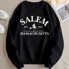 Sudadera con capucha casual de cuello redondo para mujer estampada con Salem Massachuse