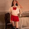 Lencería Sexy Sexy Abertura Traje de Estudiante Uniforme Jk Puro Top Falda Plisada a Cuadros Traje Estilo Preppy para Mujer