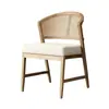 Silla de Comedor de Madera Maciza Estilo Nórdico Silla para Mesa de Té Estilo Tronco Silla con Respaldo de Ratán para Hotel de Diseño B&B