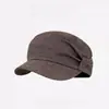 Sombrero Octogonal Retro de Algodón y Lino Estilo Japonés para Mujer, Ala Suave Ajustable, Sombrero Versátil para Adelgazar el Rostro para Otoño e Invierno