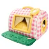 Casa para Perro Bloque de Color Dopamina Casa de Mano Nido de Casa Forma de Arco Cerrado Cálido Engrosado Otoño e Invierno Cama para Gato Nido para Mascotas Nido para Gato