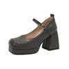 Calzado para Cuatro Estaciones Hebilla Boca Baja 46 Zapatos de Salón para Mujer Tacones Altos Transfronterizos Talla Grande Zapatos para Mujer 48 Plataforma Impermeable Punta Cuadrada Zapatos de Salón 44 Tacón Cuadrado