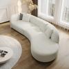Sofá Moderno Simple de Tela de Terciopelo de Cordero Alienígena Creativo de Estilo Luna Arco Crema Sofá para Sala de Estar de Apartamento Pequeño