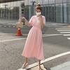 Verano 2026 Nuevo Estilo Coreano Corte Holgado Cubriendo Imperfecciones Adelgazante Fresco Color Sólido Vestido Largo Casual Vestido de Cintura Acampanada para Mujer Venta al por Mayor