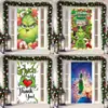 Cubierta de Puerta Decoración de Dibujos Animados del Grinch Cubierta de Puerta Navideña Monstruo Verde Grinch Tela Colgante Tapiz Fondo de Cubierta de Puerta