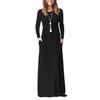 Otoño e Invierno 2021 Vestido de Bolsillo de Manga Larga Vestido Amazon AliExpress Color Sólido Vestido Largo