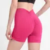 Shorts de Yoga para Mujer de Cintura Alta Levanta Glúteos Control de Abdomen Shorts de Fitness Trasero de Durazno Shorts para Correr Pilates Entrenamiento