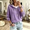 2026 Moda Feminina Europeia e Americana Estação Independente da Amazon Tricô Novo Estilo Moletom com Capuz e Cordão Suéter Outerwear de Lã Solto