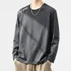 Camiseta deportiva casual para hombre de manga larga con estampado, moderna para adolescentes, adecuada para todas las estaciones, cuello redondo, top básico de manga larga