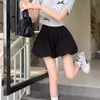 Shorts florales estilo coreano, voluminosos, versátiles para mujer, nueva colección verano 2026, cintura alta, pierna ancha, pantalones casuales, adecuados para figuras petite, color negro