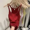 Camiseta sin mangas elástica versátil estilo chica picante americana para mujer, ropa interior de verano 2026, nueva, adelgazante, sin mangas, para llevar como prenda exterior