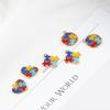 Joyería Hecha a Mano con Goteo de Aceite Accesorios Pequeños Frescos Simples Estilo Hyon Elegante Costura Amor Diamante Pendientes Pendientes Material
