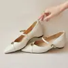 Zapatos de Tacón Alto Puntiagudos Estilo Chanel Pequeños para Mujer 2026 Moda Otoño Corte Bajo Correa Única Tacón Grueso Zapatos Mary Jane Zapatos para el Trabajo