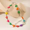 Collar TK transfronterizo más vendido, estilo bohemio oceánico, collar de doble cuenta de estrella de mar turquesa dopamina colorido con cadena de cola