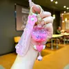 Pingente de Sino de Vento Luminoso Fofo, Chaveiro de Areia Movediça em Óleo, Pingente Exquisito para Mochila de Casal, Pingente de Cristal, Pequeno Presente