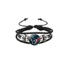 Pulseira de Botão com Logo de Time de Futebol Americano da NFL Cross-Border Novo Produto Pulseira de Couro Trançado Multicamadas Estilo Punk