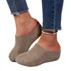 Mules de suela gruesa de comercio exterior para mujer 2026 otoño transfronterizo nuevo talla grande punta redonda sandalias de cuña de felpa para mujer