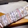 Lujo Ligero, Simple Pulsera Deslizante Micro-Pavimentada con Circonita, Chapada en Oro Real, Buena Retención del Color, Moderna, Súper Brillante, Gama Alta, Pulsera Fina Súper de Hada