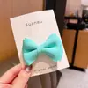 Pasador de corbata de moño de color caramelo para niños, lindo, versátil, para el lateral, para bebé, niña, doble capa, tela hecha a mano, pinza para flequillo