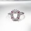 Anel Simples de Prata S925 Suporte Vazio Seção Face Oval Ovo 4x 5 4x 6 5x 7 6x 8 7x 9mm Cristal Turmalina