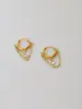 Pendientes Largos con Borla de Circonita Redonda de Acero Inoxidable Estilo Clásico E64 para Mujer, Joyería Chapada en Oro de 18K