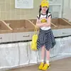 Conjunto de Verano para Niñas 2026: Conjunto casual estilo coreano para niñas mayores, con un top sin mangas color block con estampado de letras combinado con una falda-pantalón octagonal