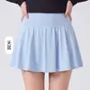Conjunto de yoga para mujer, falda de línea A, diseño anti-exposición, falda corta de dos piezas simulada, cuenta con un bolsillo trasero, secado rápido, transpirable, duradero y resistente a las arrugas