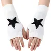 Guantes sin dedos de estrella de cinco puntas estilo coreano, calentadores de muñeca tejidos de lana para otoño e invierno, mangas jacquard engrosadas para hombres y mujeres