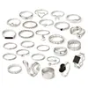 Anillos Minimalistas Brillantes de Aleación Estilo Transfronterizo Europeo y Americano Anillos Abiertos Geométricos Irregulares Juego de Varias Piezas