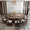 Mesa de jantar grande mesa redonda 12 pessoas usam mesa de banquete de hotel mesa de salão para várias pessoas 20 pessoas cor de nogueira tampo redondo de madeira maciça