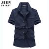 JEEP SPIRIT Verano Casual de Negocios Camisa de Media Manga para Hombre Moda de Negocios Camisa de Manga Corta Top 0252