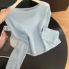 Estilo preguiçoso tricô fino oco de manga comprida feminino verão novo conjunto de duas peças camisola oca top de alta qualidade