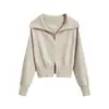 Diseño Estilo Coreano Cremallera Doble Solapa Manga Larga Cardigan de Punto Otoño Invierno Nuevo Versátil Adelgazante Suéter Abrigo Ropa para Mujer