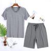 Fornecimento Direto da Fábrica Conjunto de Roupa de Casa 100% Algodão, Pijama Fino para Homens, Shorts de Manga Curta para Primavera e Outono, Casual e Adequado para Usar Fora ou em Casa