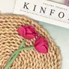 Flor Rosa Tulipa Estilo Europeu Artificial Xiao Jiao Flor Enrolada DIY Flor de Seda Flor Artificial Acessórios de Casamento Tecido Floral