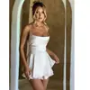 2024 Verão Nova Explosões Amazônicas Europeias e Americanas Sexy Slim Emagrecimento Sem Encosto Cor Sólida Vestido Estilingue Curto