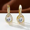 Brincos de Diamante Colorido em Forma de Gota de Alto Padrão Francês para Mulheres, Doces, Simples, Requintados e de Alto Padrão, Venda Quente Atacado